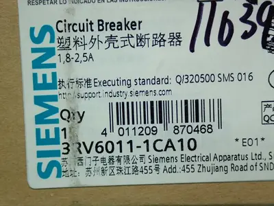 New | in-Stock SIEMENS 3RV60111CA10 Circuit Breakers Ohio US | HGR 24 #801913