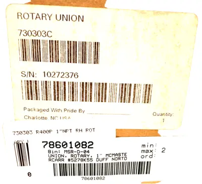 NEW DUFF-NORTON 730303C ROTARY UNION 320 MAX SHAFT RPM