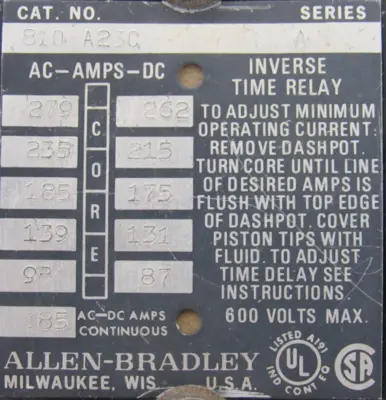 NEW ALLEN BRADLEY 810-A23C TIME CURRENT RELAY SER.A 810A23C