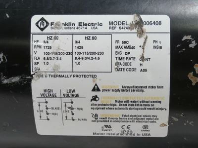 Used FRANKLIN ELECTRIC _UNKNOWN_ A.C. Motors | OCO Industrial #1586806