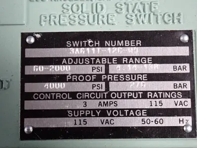 Barksdale Control Division 4000 Psi Solid State Pressure Switch