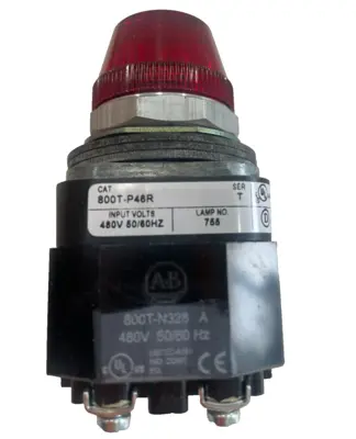 ALLEN BRADLEY 800T-P46R PILOT LIGHT SER. T 800TP46R NEW, SURPLUS