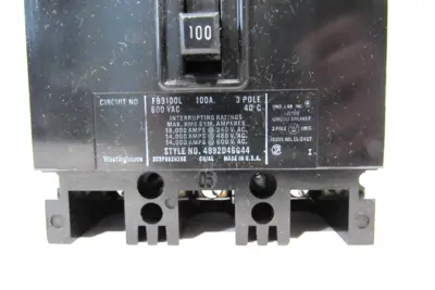 NEW WESTINGHOUSE FB3100L CIRCUIT BREAKER 100A 3 POLE