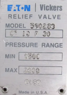 NEW EATON VICKERS 590283 RELIEF VALVE CT 10 F 30