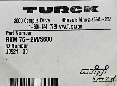 TURCK RKM 76-2M/S600 Cordset. Loc5D-22