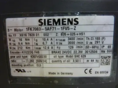 USED SIEMENS 1FK7083-5AF71-1FV5-Z