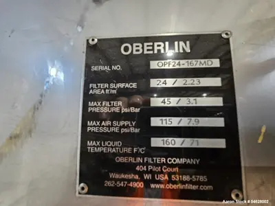 Used OBERLIN OPF 24 Pressure Leaf Filters Illinois US | Aaron Equipment #1390007