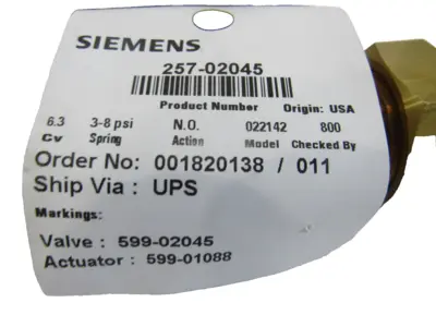 NEW SIEMENS 257-02045 ACUATOR/VALVE 25702045