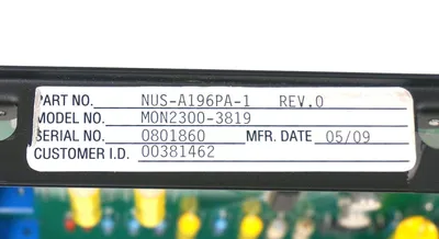 NUS INSTRUMENTS NUS-A196PA-1 SIGNAL MONITOR MON2300-3819, NUS-B180PA-1REV: 0
