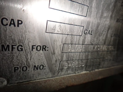 430 Gallon 304 Stainless  Vertical Tanks