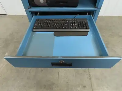 Global Industrial Mobile Computer Cabinet W/Zebra 140Xi II Thermal Label Printer