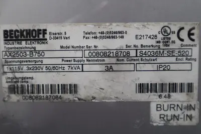 BECKHOFF AX2503-B750 AX2503  Servo DRIVE STOCK 3436-D