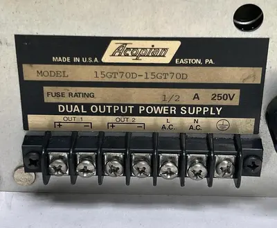 Used ACOPIAN 15GT70D Miscellaneous Equipment (Electrical & Power) Ohio US | Surplus Asset Holdings #1238203