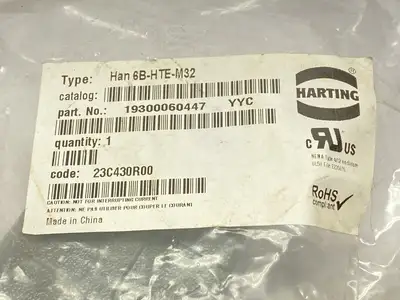 NEW HARTING HAN B 6B TOP ENTRY HOOD M32 HAN 6B-HTE-M32