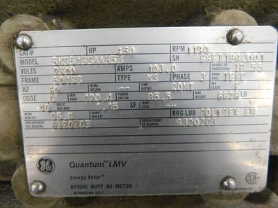 Used GE 5KS513SAA353 A.C. Motors Ohio US | Equipment Recovery Corp. #1331620