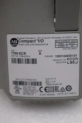 AB Allen Bradley 1769-ECR CompactLogix End Cap Ser A 1769ECR STOCK K-106-D