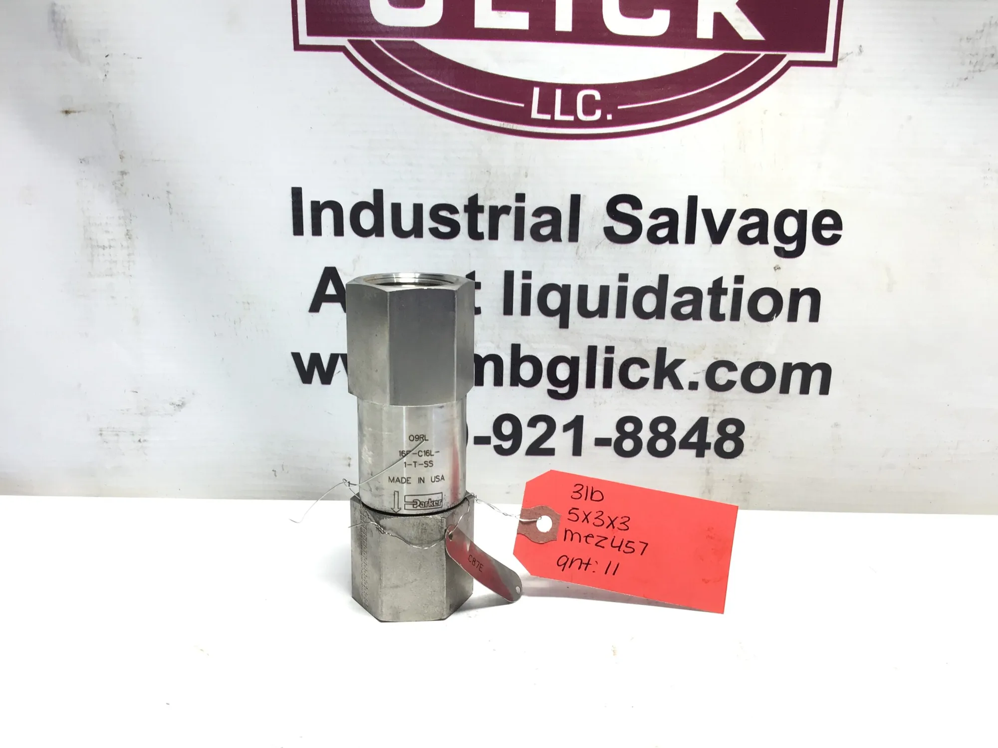 Parker Check Valve 09RL 16F-C16L-1-T-SS