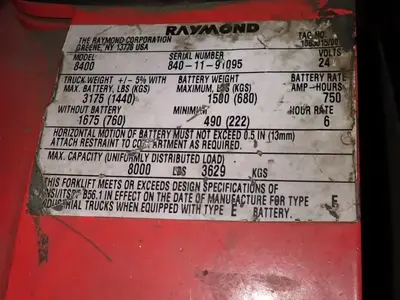 USED THE RAYMOND CORPORATION 8410