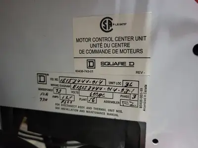 MCC Unit 100 hp, Nema 4