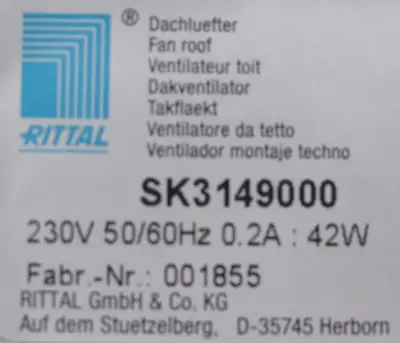 NEW RITTAL SK3149000 FAN ROOF-MOUNT 230V 001855