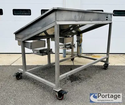 USED HEINZEN MANUFACTURING INTERNATIONAL 2720 MANUAL PACKING TABLE W/ DUAL SCALES