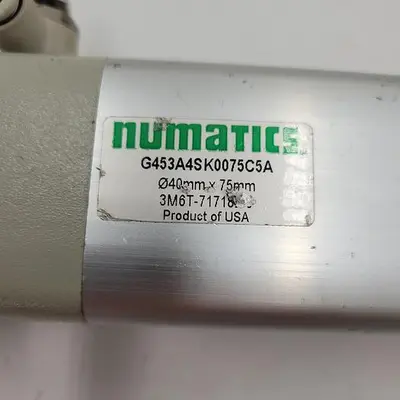 USED NUMATICS NUMATICS G45A4SK0075C5A PNEUMATIC CYLINDER W/ BRACKETS & MOUNTING STEM
