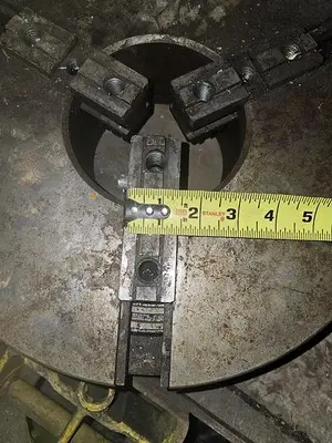 Large 15'' Diameter Flat Mounted Lathe Chuck w/5 1/4'' Thru Hole, 4'' Thick