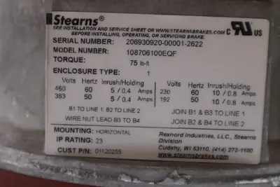 Stearns 108706100EQF SVR-Brake Assembly-STD NEW UNIT STOCK 5193CC