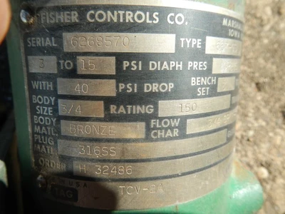 Fisher 3/4" 150 Rating, Bronze Threaded Control Valve