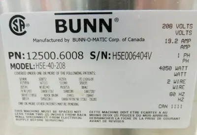 USED BUNN-O-MATIC H5E-40-208