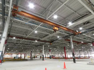 Cleveland Tramrail P&H 3 Ton Single Girder Underhung Bridge Crane 45' 10" Span