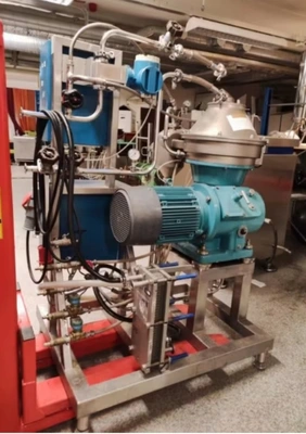 Alfa-Laval BTPX 205 SGD-34CDP clarifier centrifuge skid, 316L SS.