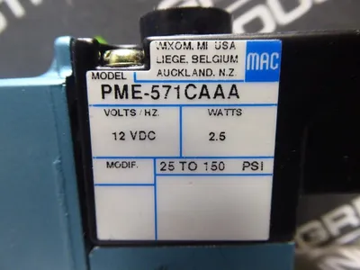MAC 825C-PM-571CA-552 Valve with PME-571CAAA 12VDC 2.5W 25 to 150 PSI Coil New NIB