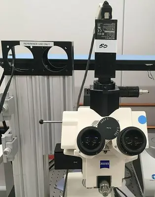 CARL ZEISS MICROSCOPE AXIOTECH VARIO 100HD WITH KONICA MINOLTA SPECTROPHOTOMETER