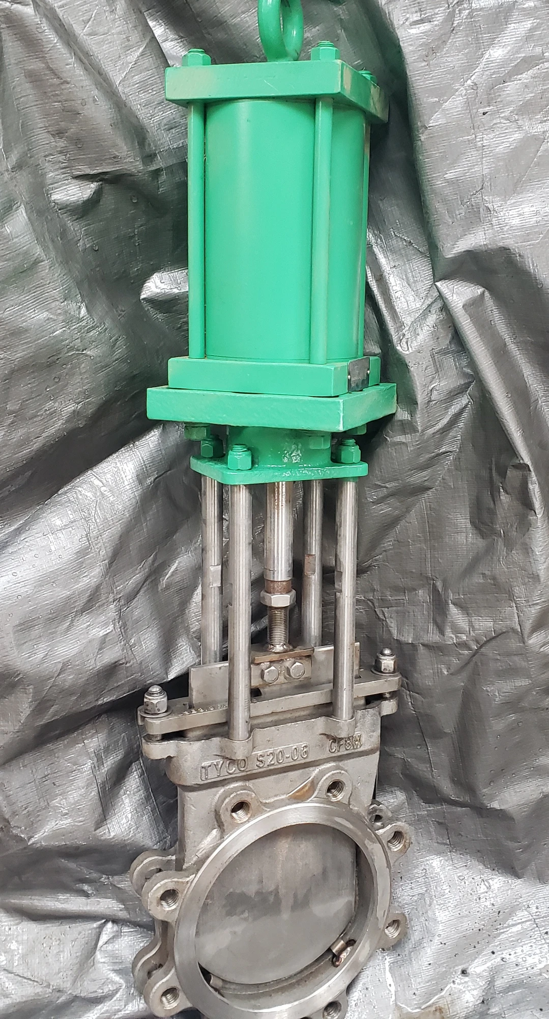 Tyco 6" 150# Pneumatic Air Actuated Stainless Steel Knife Gate Valve, New Storeroom Spare