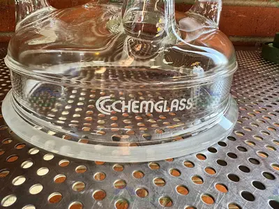 Used CHEMGLASS 10L REACTION VESSEL 5 NECK LID 200MM, 45/50 CENTER NECK 4-24/40 NECKS Glassware - Other California US | Equipment Lab #1411867