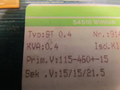 Marx ST 0.4 Dry type transformer 0.4KVA prim 115-460 sec.15 15 12.