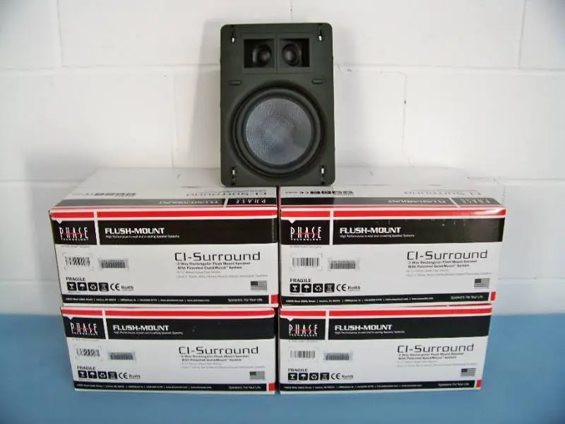 (4) Phase Technologies CI-Surround (CI_SURR) Flush-Mount In-Wall Home Theater Speakers - NEW IN BOX