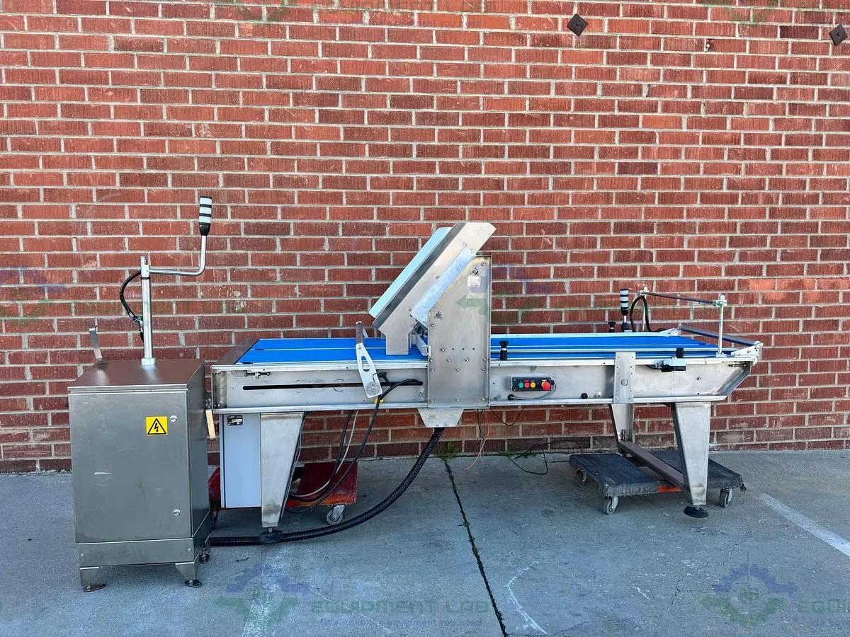 USED REDEMAC STAINLESS STEEL DUAL CONVEYOR PACKAGING MACHINE W/ OPTEL PHARMAPROOF