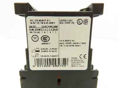 Siemens 3RH1122-2BB40 Auxiliary Contactor 600VAC 10A Lot Of 9