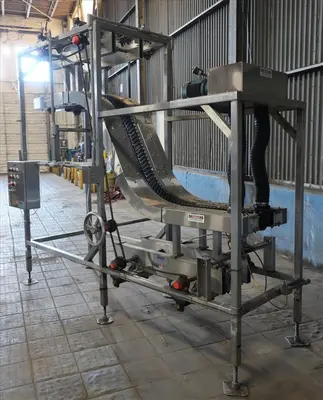 SPC8367  Conveyor AMBEC lowerator Stainless Steel, 38" discharge ht. and 80" infeed ht.