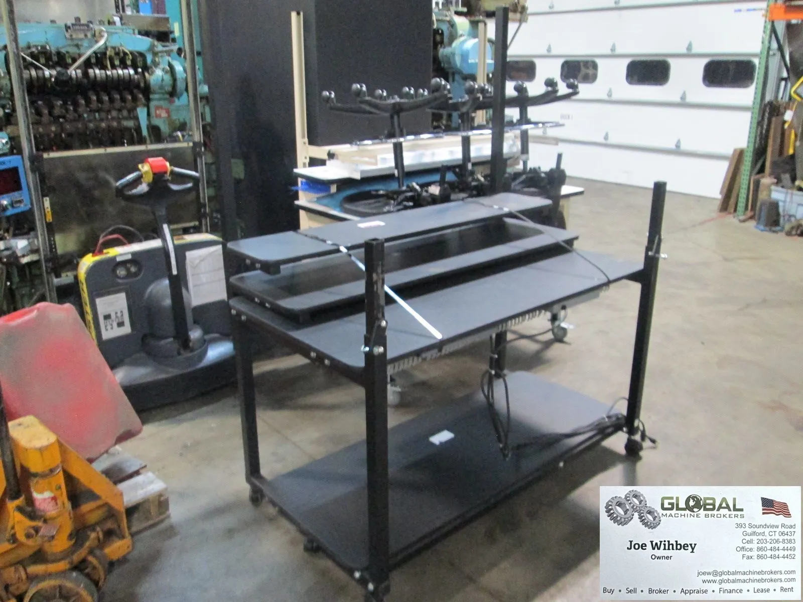 Black Industrial Computer Desk With 2 Shelfs And Power Strip 60"x30"