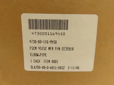 4730-00-116-9450 EE35918 45 Degree Brass Pipe Elbow 3" NPT