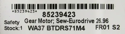 NEW SEW EURODRIVE WA37B/T-DRS71M4 GEAR MOTOR WA37BTDRS71M4 26.96:1 85239423