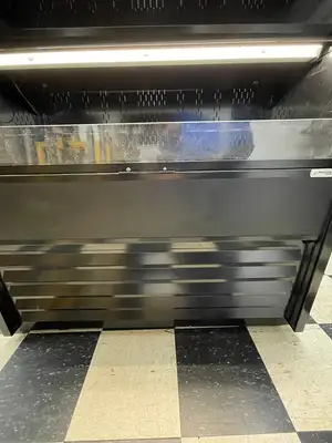 Used Oasis Used Oasis Refrigerated Self-Service Commercial Air Curtain Display Case with Door 120V Open Air Merchandisers (coolers) Illinois US | Falcon Restaurant Supply #1376388
