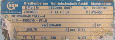 NEW ABM DB10/G80/4D71AX-4 GEAR MOTOR 230V DB10G804D71AX4