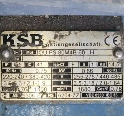 USED KSB ETABLOC 40 160/074