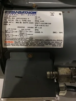 Marathon Electric BVL 56C11F5302J P Hydraulic Power Unit 1/4HP