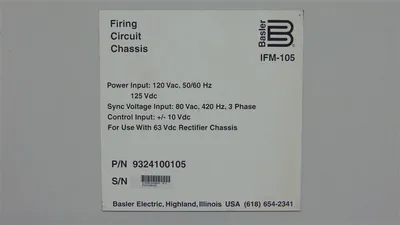 Basler Electric IFM-105 Firing Circuit Chassis Assembly 9324100105 Used