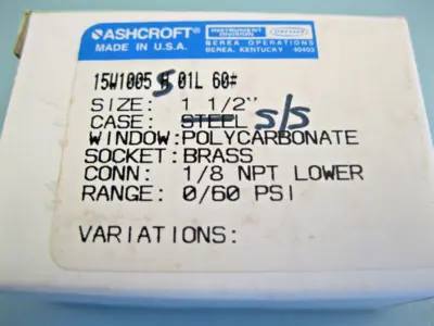 New | in-Stock Ashcroft 15W1005 S01L 60# Pressure Switches New Hampshire US | Bitter End Trading #1486485